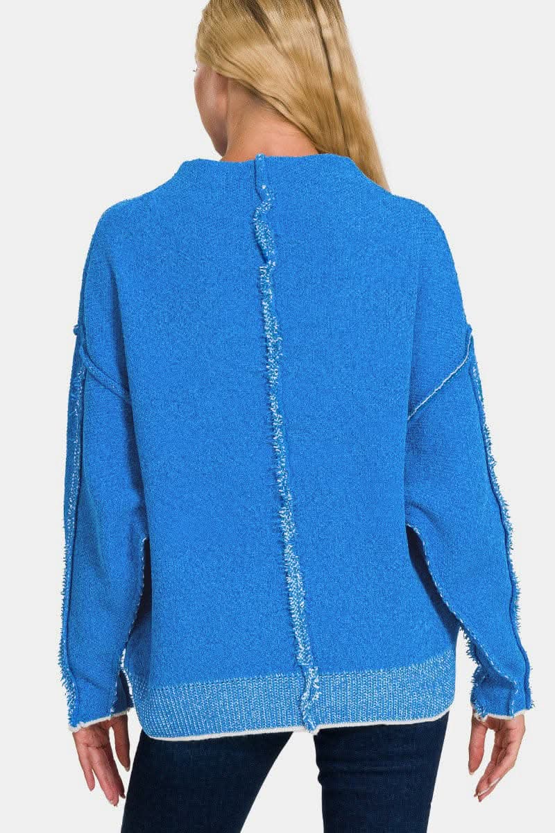 Zenana mock neck long sleeve sweater - Love Salve